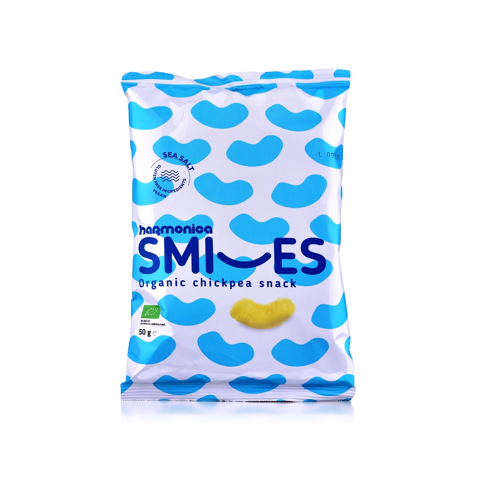 Pufuleti Smiles Bio din naut cu sare de mare, 50 gr, Harmonica